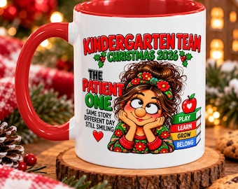 Kindergarten Teacher Christmas Gift, Teacher Mug, Funny Kindergarten Mug, Patient Teacher Gift, Christmas Teacher Mug