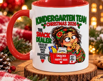 Kindergarten Teacher Christmas Gift, Teacher Mug, Snack Dealer Mug, Funny Kindergarten Teacher Gift, Christmas Mug
