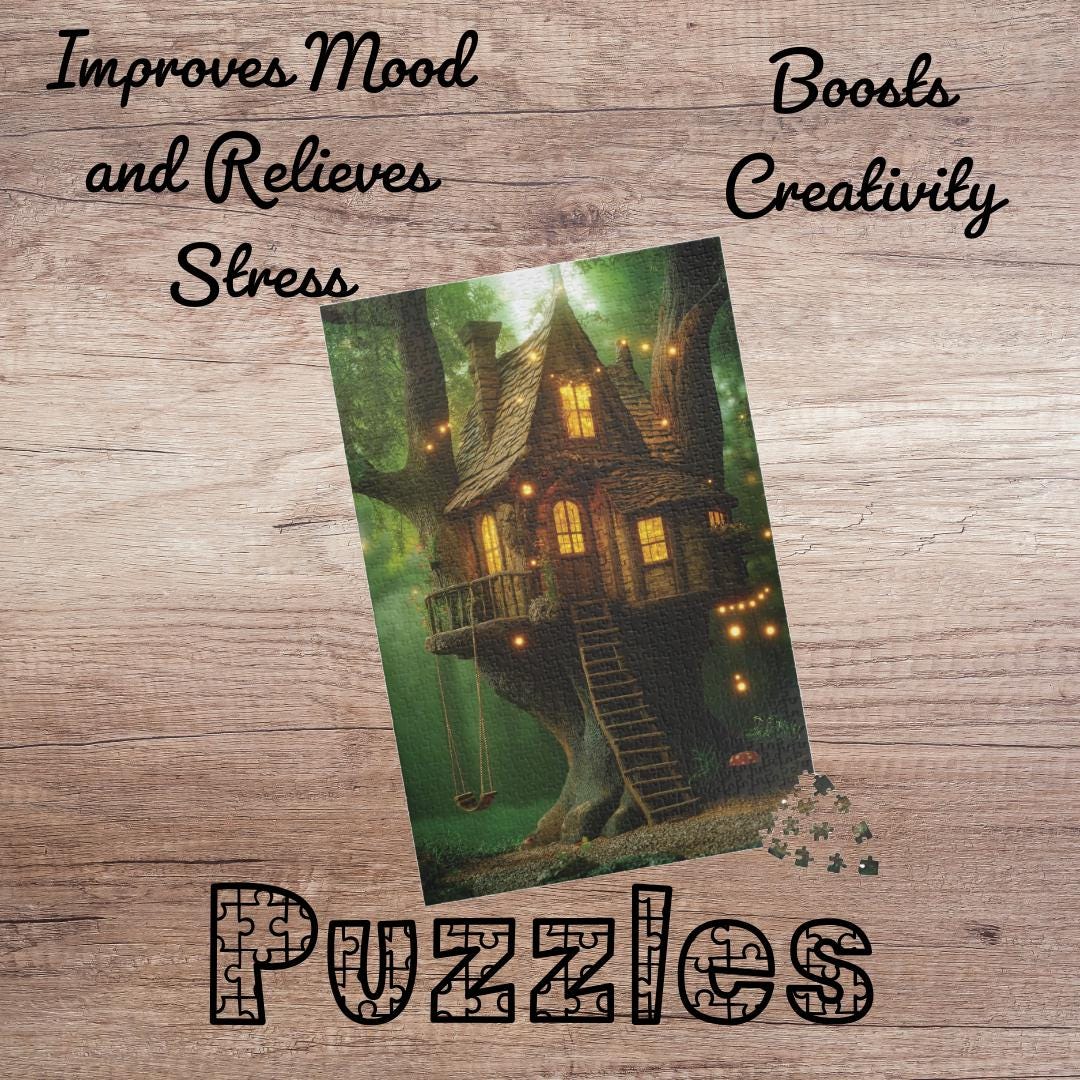 Beautiful Tree Houses 1000 Piece Wooden Jigsaw Puzzle - Challenging Game & Wall Art Gift