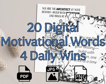 20 Motivational Cards: 5x7 Inspirational Quotes (Digital Download)