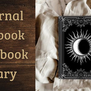 Let your thoughts drift into the mystical with this Gothic Sun & Moon Eclipse Journal. The ornate vintage border and celestial centerpiece make it the perfect notebook for witches, poets, and dark academia lovers alike.