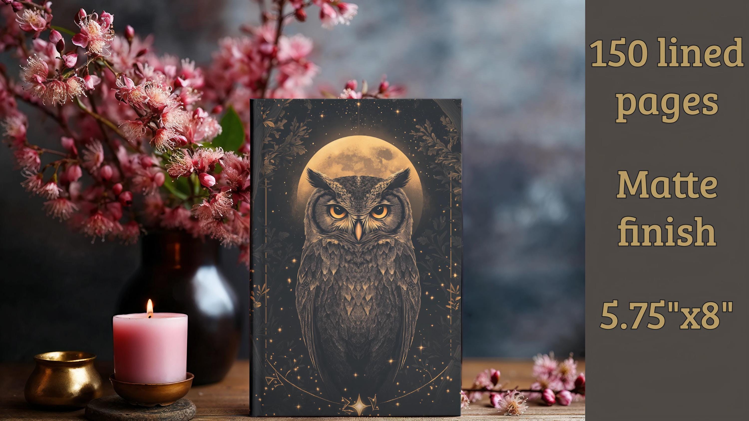 Majestic Owl Hardcover Journal - Perfect for Nature Lovers, Gift for Writers, Moonlit Decor, Eco-Fri