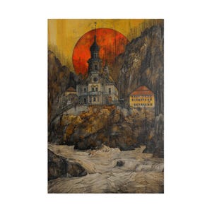Gothic Castle Sunset Puzzle, 1000 Piece Jigsaw Puzzle, Haunted Landscape for Adults and Teens, Family Game Night,
