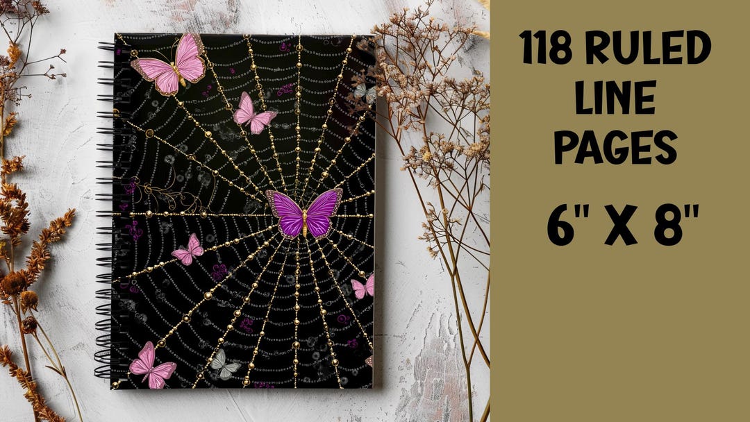 Butterfly Effect Notebook Whimsical Butterfly Spiral Notebook, Gilded Web Butterfly Spiral ...