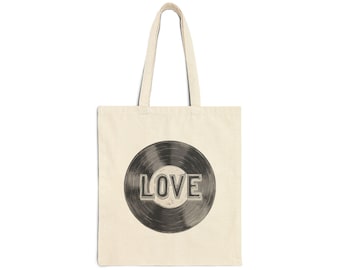 Schallplatten-Liebe, umweltfreundliche Baumwolleinkaufstasche, Musikplattentasche, Bauernmarkt-Einkaufstasche, wiederverwendbare Einkaufstasche, Plattenspieler-Designtasche