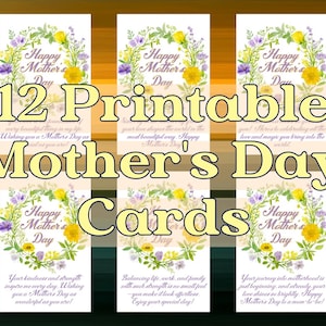 12 cartes imprimables pour la fête des mères, téléchargement numérique PDF, JPG, PNG, cartes pour maman, belle-mère, soeur et plus, cadeau pour maman