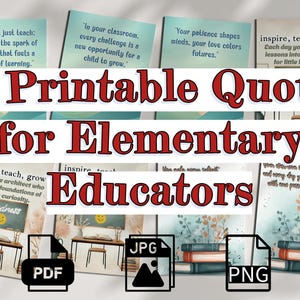 50 druckbare inspirierende Zitate für Grundschullehrer, digitaler Download PDF JPG PNG, Lehrerzitate zum Ausdrucken, Geschenk für Grundschulkinder