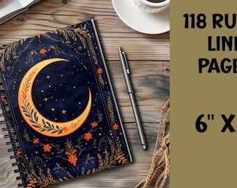 Celestial Moon Notebook, Mystic Lunar Journal, Moon Phase Writing Book, Gothic Astrology Sketchbook, spiritual reflection diary