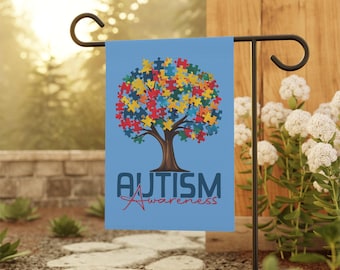 Autism Awareness Garden Flag, Decorative Flag, Autism Support Flag, Puzzle Piece Flag, Spring Garden Decor, Autism Acceptance Art