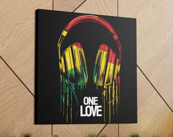 One Love Rasta Wall Art, Reggae Inspired Home Decor, Music Lover