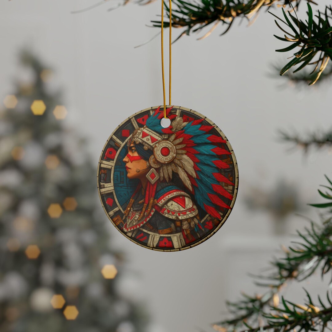Warrior Spirit Design, Native American Art Ceramic Ornaments, Festive ...