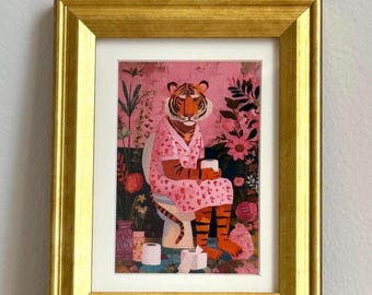 Tiger in the bathroom Framed Art Print – Cat World Series