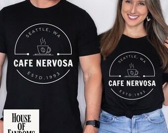 Frasier Gift, Cafe Nervosa, Niles Crane, Sitcoms, 90s Shirt, Kelsey Grammer, David Hyde Pierce, 90’s Gifts, Seattle, PNW, Funny Shirts