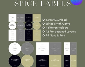Editable Spice Labels Minimalist Digital Canva Template Customizable Labels Spice and Herbs Labels