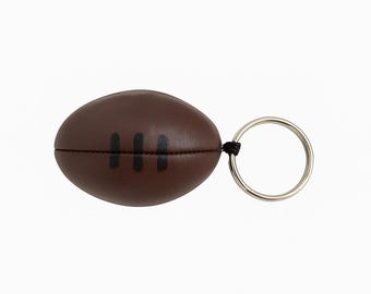 Sportgiftz Rugby Ball Keychain Mini Sports Key Ring Accessory Brown Laces