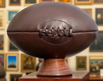 Sportgiftz Leather Size 5 Rugby Ball With Display Stand  A Classic For Fans & Collectors