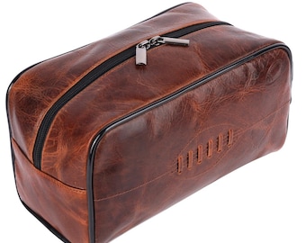 Buffalo Leather Rugby Wash Bag: Durable Toiletry Bag