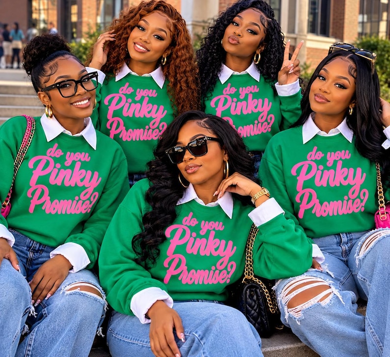 Sweat-shirt AKA Pinky Promise, T-shirt rose et vert Pretty Girls