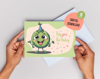 Cute Birthday card | Postcard & Greetingcard | Pun card | A6,5x7 | Instant Download | "Happy (Happea) Birthday"