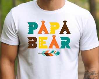 Papa Bear T-shirt, Papa Bear Indian Feather Tent Tee, Father's Day Dad Tshirt, Dad Shirt, Papa Bear Sunglass Shirt