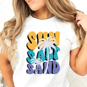 Sun Salt Sand Summer Comfort Colors Shirt, Summer Shirt, Beach Life Shirt, Palm Tree Tee, Spring Break Gift Shirt, Trendy Beach Tee