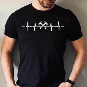 Axe Throwing Heartbeat Tshirt, Axe Throwing Dad Shirt, Hatchet and Ax Tee for Men Shirt, Funny Axe Thrower Gift Tee