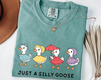Silly Goose On The Loose Shirt- Cute Goose Shirt- Comfort Colors Goose T-Shirt- Silly Goose Shirts- Funny Graphic Shirt- Easter Shirt