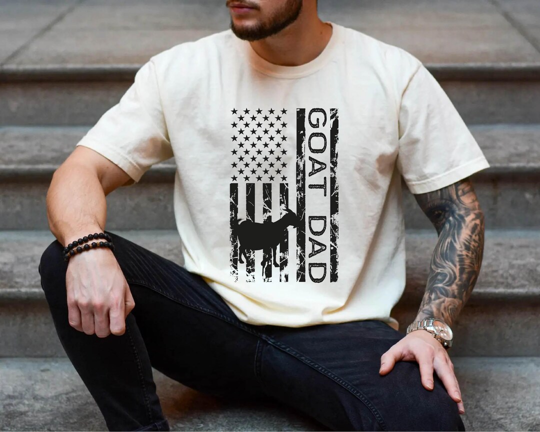Goat Dad American Flag Shirt, Goat Dad Shirt, Funny Goat Owner and ...