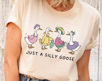 Comfort Colors Silly Goose On The Loose Shirt, Goose T-Shirt, Silly Goose Shirts, Funny Graphic Shirt, Cute Goose Shirt, Easter Shirt