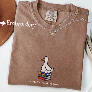 Custom Embroidered Silly Goose Book Club Shirt, Funny Reader T-Shirt, Comfort Colors Cozy Goose Reading Graphic Shirt, Book Lover Gift Tee