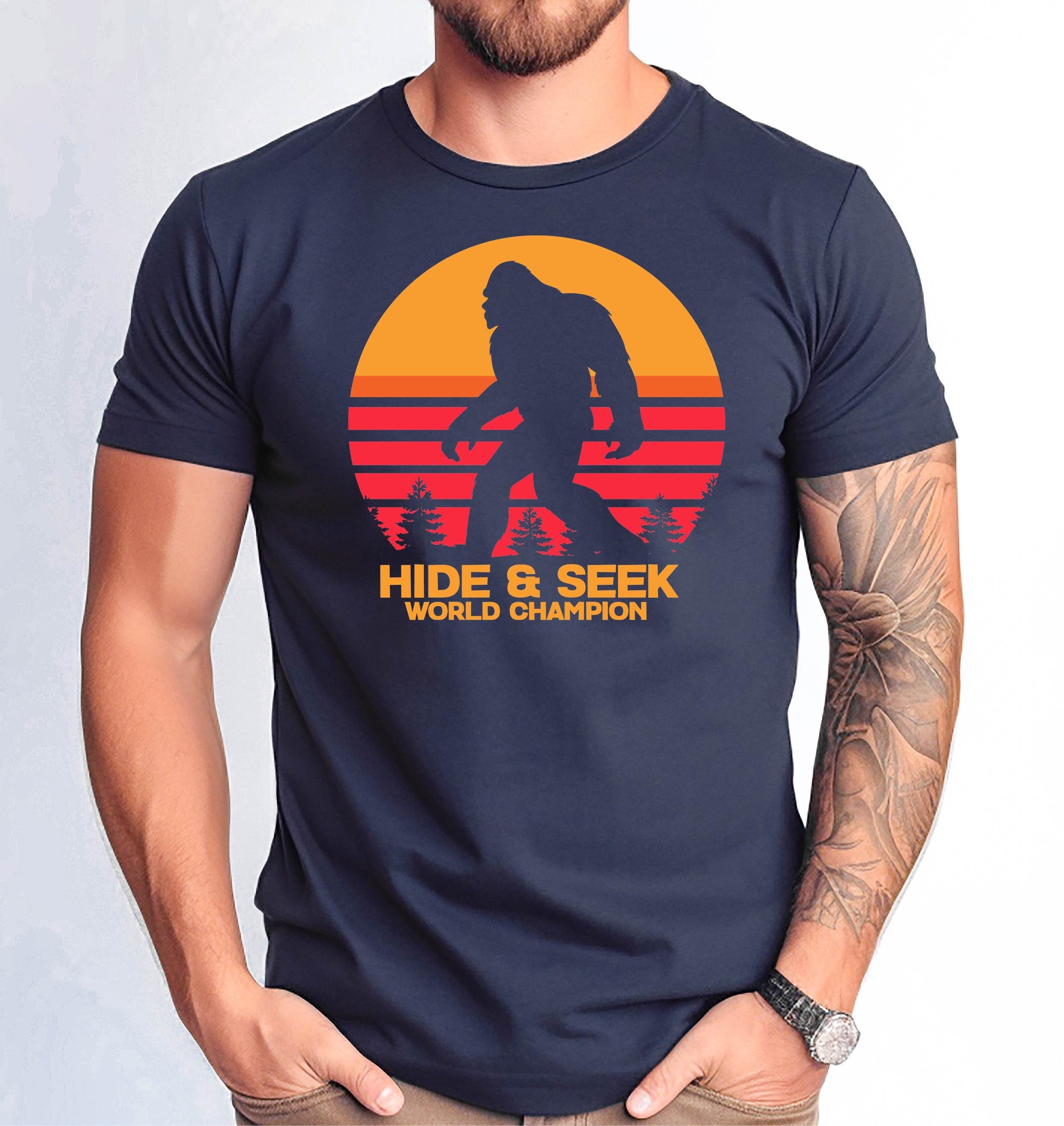 T-shirt Homme Bigfoot Funny – Coton Doux, Idée Cadeau Randonneur, Gildan Taille L