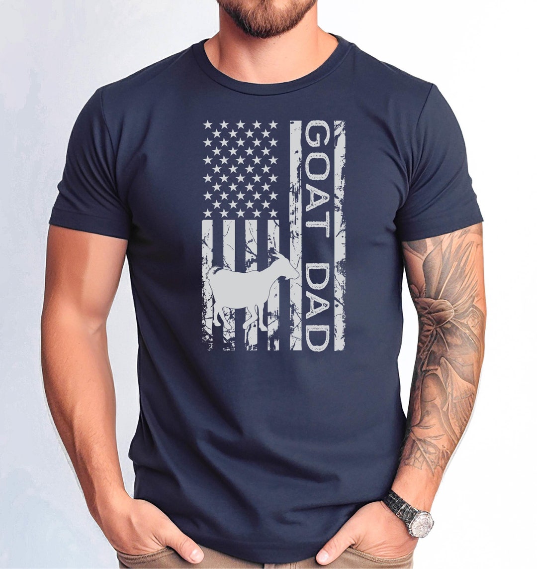 Goat Dad American Flag Shirt, Goat Dad Shirt, Funny Goat Owner and ...