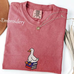Embroidered Comfort Colors® Silly Goose Book Club Shirt, Funny Reader T-Shirt, Cozy Goose Reading Graphic Shirt, Book Lover Gift Tee