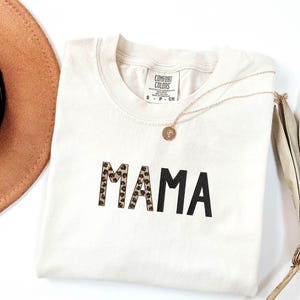 Embroidered Comfort Colors® Leopard Mama Shirt- Mothers Day Gift- Leopard Print Shirt- Leopard Embroidered Tshirt- Mom Gift Shirt