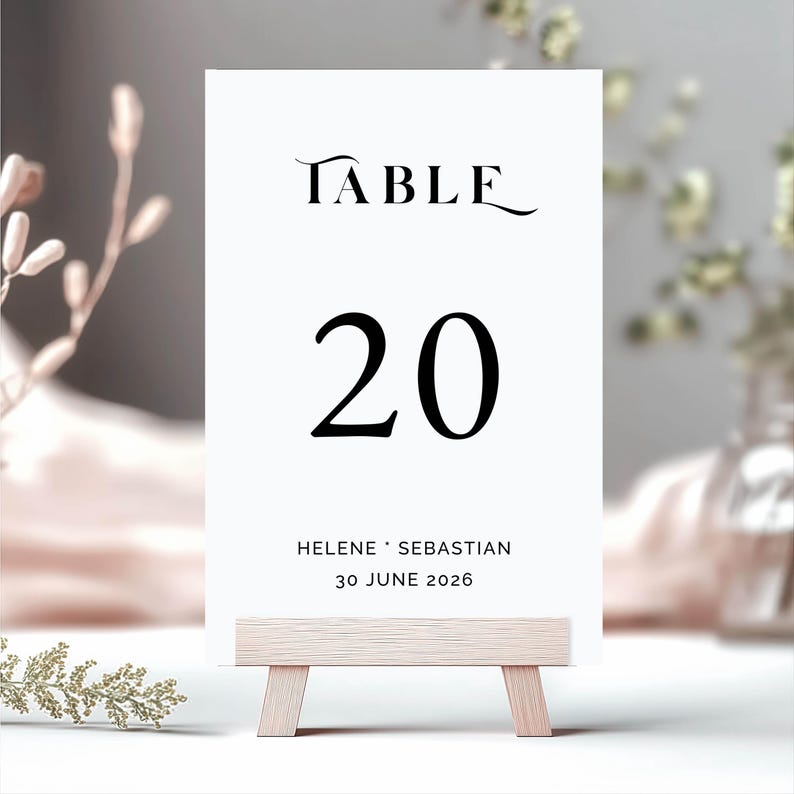 Editable Table Number Template – Minimal Wedding Reception Signage ...