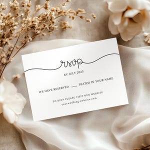 Tarjeta RSVP de boda minimalista, tarjeta de respuesta digital, plantilla de Canva, descarga instantánea, tarjeta de respuesta editable e imprimible
