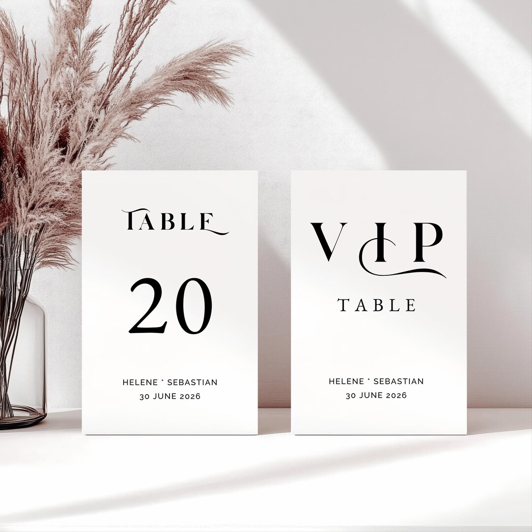 Editable Table Number Template – Minimal Wedding Reception Signage ...