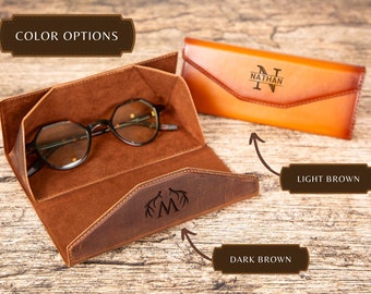 Personalized Leather Glasses Case with Magnetic Clasp, Custom Engraved Gift, Full Grain Leather, Eyeglass Holder, Eyeglasses Gift for Women