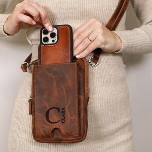 Sac bandoulière, Portefeuille pour téléphone en cuir, Portefeuille femme, Sac pour téléphone, Support pour téléphone, Cadeau d'anniversaire pour elle, Portefeuille minimaliste, Sac personnalisé