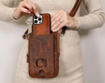 Cross Body Bag, Leather Phone Wallet, Womens Wallet, Phone Bag, Phone Holder, Anniversary Gift For Her, Minimalist Wallet, Personalized Bag