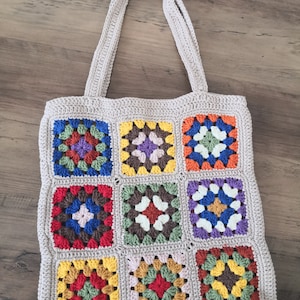 Granny Square Bag, Crochet Bag, Crocheted Bag, Colorful Bag, Shoulder Bag, Shopper Bag