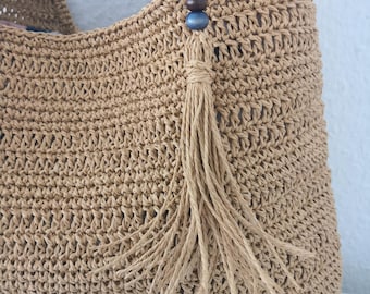 Bolso de verano, bolso de crochet, bolso tote, bolso de crochet, bolso de hombro, bolso shopper, bolso hecho a mano, regalo para mamá, regalo para mujer