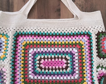 Bunte Granny Square Tasche, Häkeltasche, gehäkelte Tasche, Oma Quadrat Tasche, handmadebag, Geschenk für Damen, Boho Stil