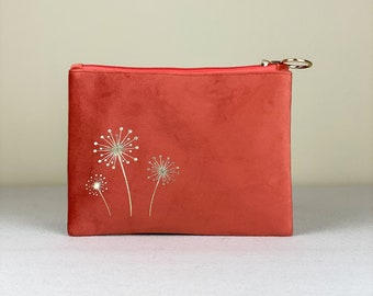 Kosmetiktasche Pusteblume - gold Mantra, Schminktasche, Samttasche, Toiletttasche, Kulturbeutel