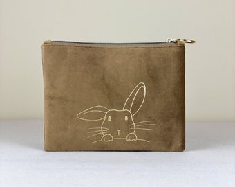 Kosmetiktasche Hase - gold Mantra, Schminktasche, Samttasche, Toiletttasche, Kulturbeutel