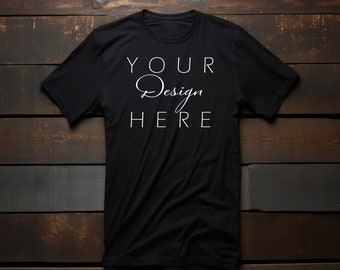 Gildan 64000 camiseta arrugada Flat Lay Mockup, camiseta unisex G640 negra Flatlay, camiseta de fotografía con estilo, simulacros de estilo de vida digital SVG