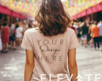 Bella Canvas 3001 DUST Tshirt Back Mockup, Back of Shirt Mock-up, Outdoors Mockup, Tee Shirt Backside, Your Design Here, Lifestyle Mockup