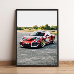 Porsche 911 GT2RS Racing / Car Poster / Wall Art / gifts for him / living room wall art / living room pictures / gaming decoration / Porsche