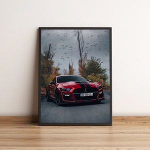 Ford Mustang GT 500 Poster HD / Car Poster / Wall Art / gifts for him / living room wall art / pictures living room / gaming decoration / Ford