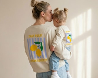 Partnerlook Sweatshirt »Easy Peasy Lemon Squeezy« aus Bio-Baumwolle mit Backprint I Matching Outfit für Mama & Kind oder die ganze Familie